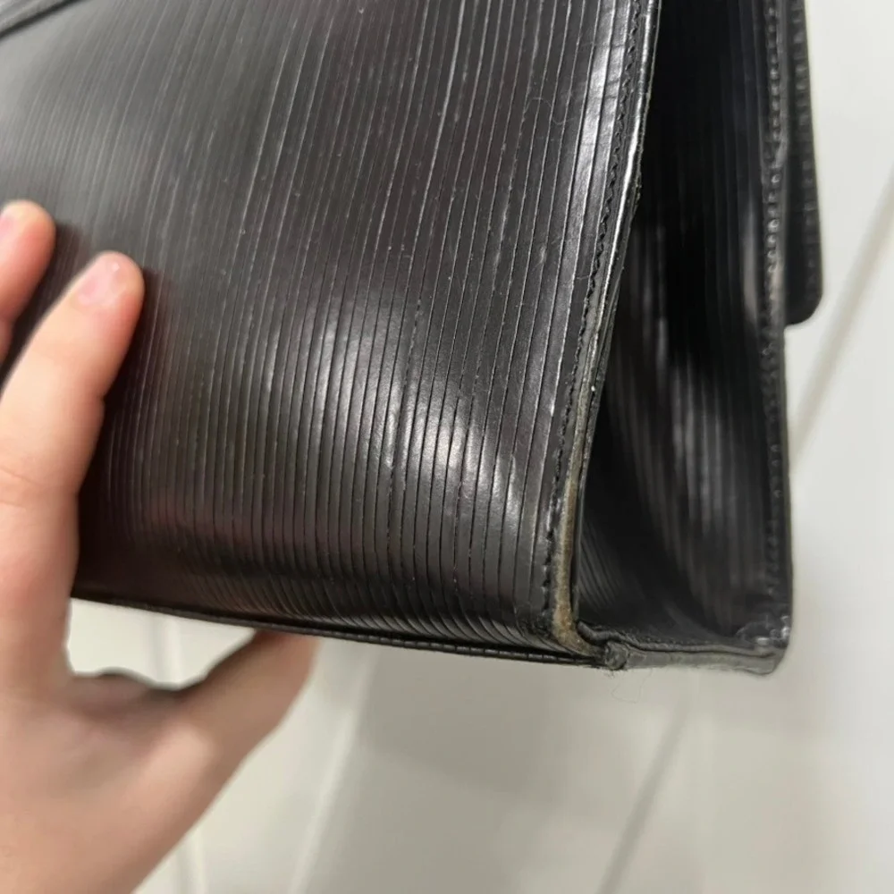 PIBRA Leather Shoulder Purse Square Structure Black Leather Italy - Picture 8 of 16